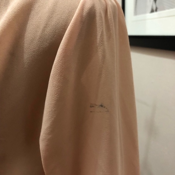 Blush sheer top office long sleeve boho neck tie - Picture 6 of 7